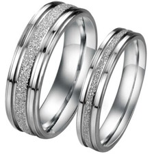 Men Women's High Polish Stainless Steel Matching Wedding Band Couple Ring 7-15