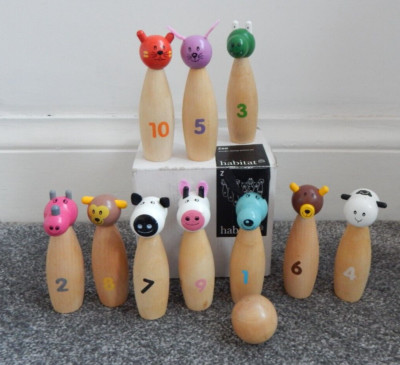 Boxed Retro Styled Habitat Wooden Zoo Kegel & Ball