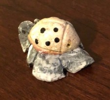Tiny Ladybug Figurine, Hand-Carved in Soapstone, Sitting on Leaf, New Condition