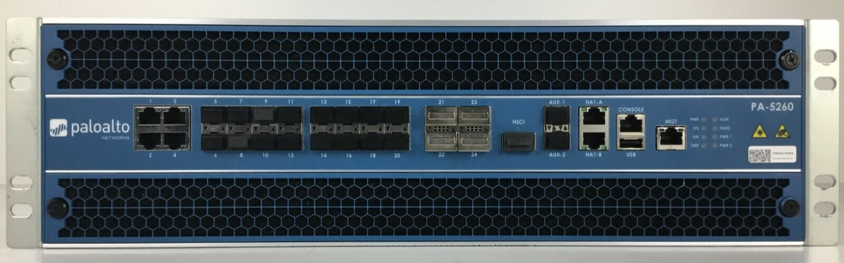 Palo Alto PA-5260 Next Gen Firewall. No OS/Drives. Has 2x Palo Alto PA-5260 Next Gen Firewall. No OS/Drives. Has 2x