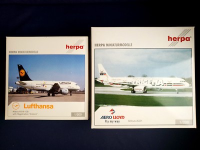 1:200 Herpa Wings Lufthansa A319 Lu AeroLloyd A321 Trigema HE550321 HE550680 NEW