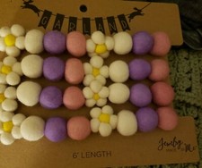 Easter Flower Ball Garland Spring Decor Wool Felt New 6 feet