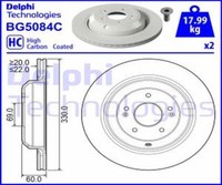 Delphi 2X Bremsscheibe Hinten Ø330 Mm BelüFtet FüR KIA Stinger CK 2.0 T-Gdi