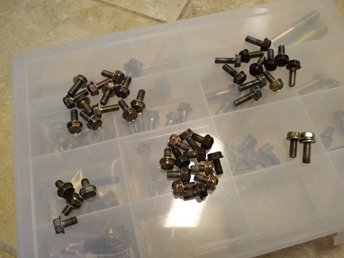 120-Pc HONDA Used Flange Bolt & Flange Nut Assortment in new 16-Comp. Poly Box - Picture 5 of 7
