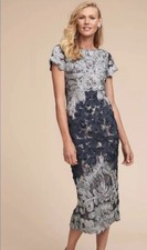 New $348 BHLDN JS Collection SANTIAGO Dress Navy/Cloud 6 Anthropologie
