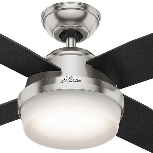 44" Brushed Nickel Indoor Remote LED Ceiling Fan Painted Cased Glass Bowl Shade - Picture 9 of 10