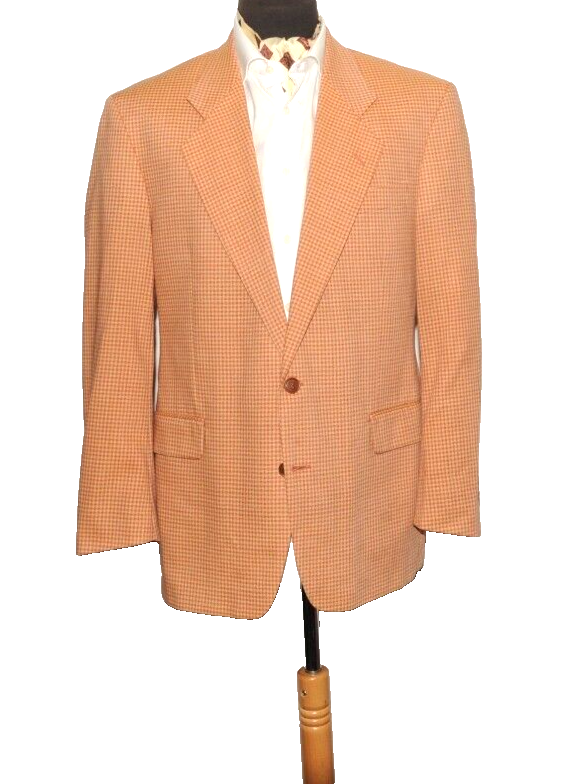 Grande giacca check yves saint laurent taglia 44""r arancione chiaro