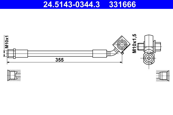 ATE 24.5143-0344.3 Bremsschlauch FüR Opel, Opel-image