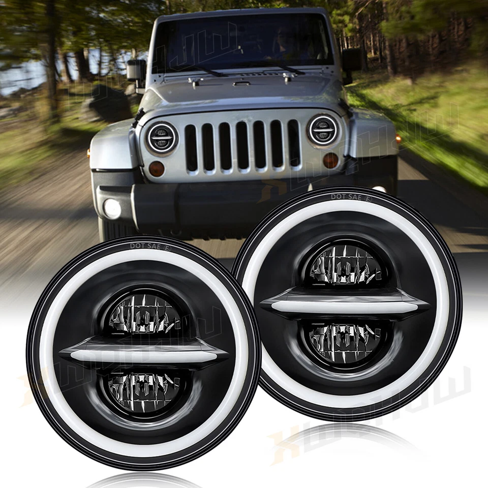 7" inch Round LED Halo Headlights For 2002-2006 Mercedes Benz W463 G Class Wagon - Изображение 2 из 4