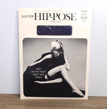 Vintage Kayser Thigh High Hose Navy Petite New Sealed