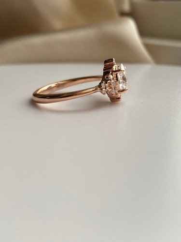 Oval Cut Genuine Moissanite Filigree Design Engagement Ring Wedding Jewelry Her - Picture 4 of 13