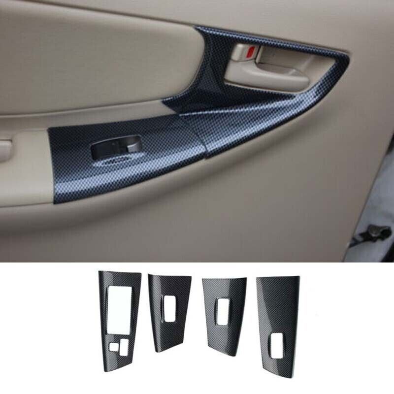 For Toyota Corolla 2003-08 Window Lift Lock Switch Panel Carbon Fiber Grain Trim