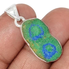 Natural Utah Azurite & Malachite Stalactite 925 Silver Pendant Jewelry CP64069