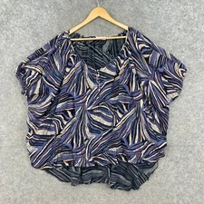 Filo Womens Top Size 14 Multicoloured Short Sleeve Scoop neck Blouse 29905