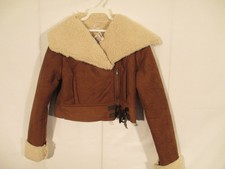 J J Winter Assymetric Faux Shearling Jacket S Tobacco Nwt