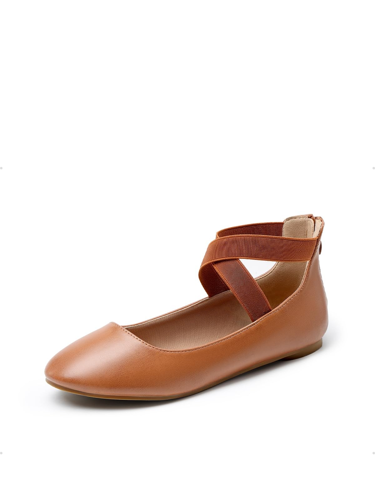 SAOLA Scarpe basse donna comode alla moda elastiche con cinturino alla caviglia taglia 9 5 marrone chiaro pu ...