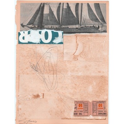 Original Mixed Media Modern Art Collage ''Crotaline'' 5.75x7.5'' Signed