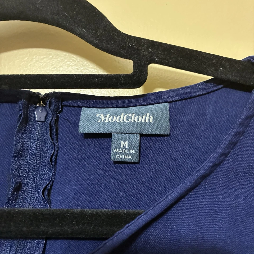 ModCloth плиссированные юбки трапециевидный эластичной мини-платье женщин M темно-синий завышенной талии - Изображение 3 из 4