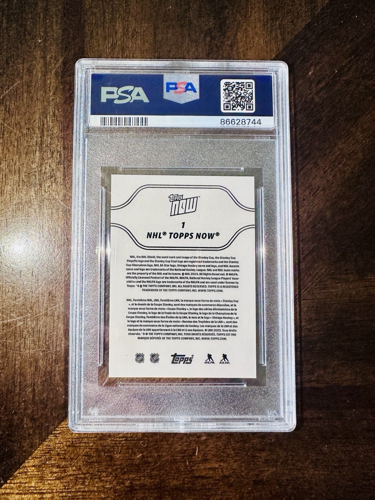 2024 Connor Bedard RC PSA 10 Rookie #1 Topps Now NHL stickers view 2