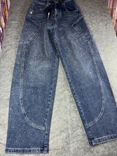 Embellished Rhinestone Jean in Dark Blue Color, Size 3, Fashion Nova
