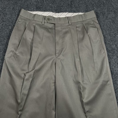 Ermenegildo Zegna Green Wool Double Pleated Dress Pants Mens Size 32x31 Trousers
