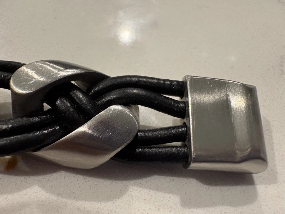 joyería hombre - pulsera de cuero y acero inoxidable Foto 4 de 4