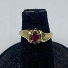 Pranda 14K Yellow Gold Marquise Ruby Diamond Bypass Ring Size 4.5 2.1g — photo 1