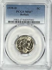 1938-D Buffalo Nickel : PCGS MS67