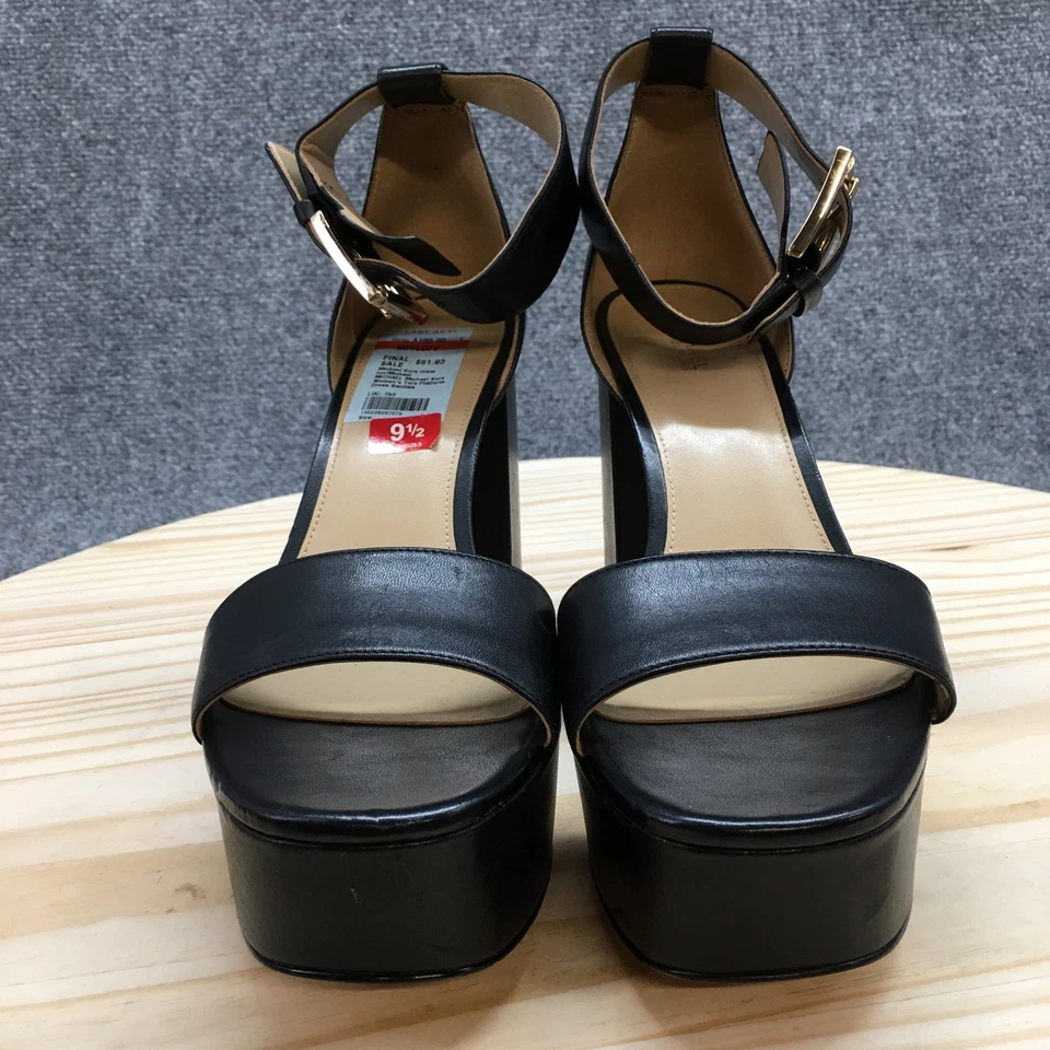 NUEVO Michael Kors Tacones Mujer 9.5 M Tara Plataforma Tobillo Tirantes Cuero Negro Foto 4 de 4