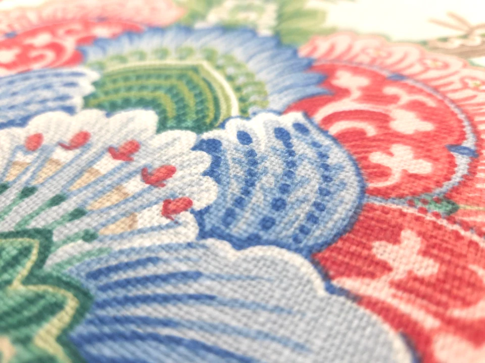 Covington LEICESTER MULTI Red Green Blue Floral Jacobean Designer Print Fabric - Image 3 of 3