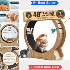Cat Exercise Wheel 48 Inch Extra Wide 15.7 Walnut Indoor Large Cat Running Wheel
