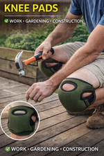 Knee Pads Protectors Pair Soft Neoprene Olive Green Work Gardening Sports