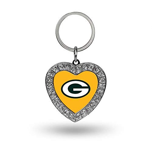 Rico Industries NFL Green Bay Packers Metal Rhinestone Heart Keychain, 1.38 x - Picture 1 of 7