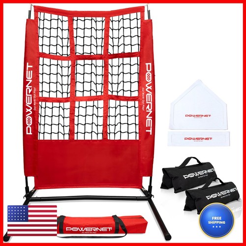 PowerNet Pitching Zone Pro 9 Hole Strike Zone Net Softball Baseball Sandbags