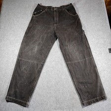 Karl Kani Mens Faded Black Carpenter Jeans 36x32 Baggy Streetwear Vintage 90s