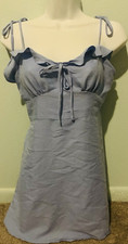 Forever 21 Women's M Blue Mini Dress Scoop Neck Tie Strap Ruffle Zip Solid