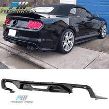 Fits 15-17 Ford Mustang GT500 Style Rear Bumper Diffuser Guard Gloss Black PP