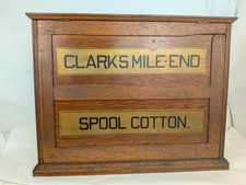 Oak Store Display Clark’s Spool Cabinet Thread Counter Top Dispenser Advertising
