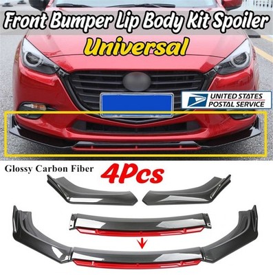 4X 3D Carbon Fiber Color Car Front Bumper Splitter Lip Diffuser Spoiler Body Kit