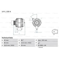 Bosch Generator Lichtmaschine 150A 14V FüR Ford B-Max Kuga Ii Fiesta Vi