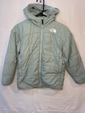 The North Face Girls S Green Reversible Hooded Puffer Jacket Full Zip Pockets