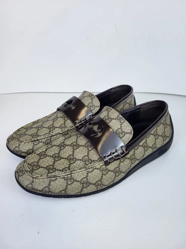 Mocassins Gucci Supreme en cuir monogramme toile taille 8,5