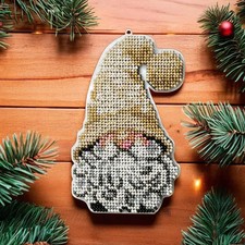 DIY Bead embroidery kit on a plastic base Christmas Gnome Craft gift