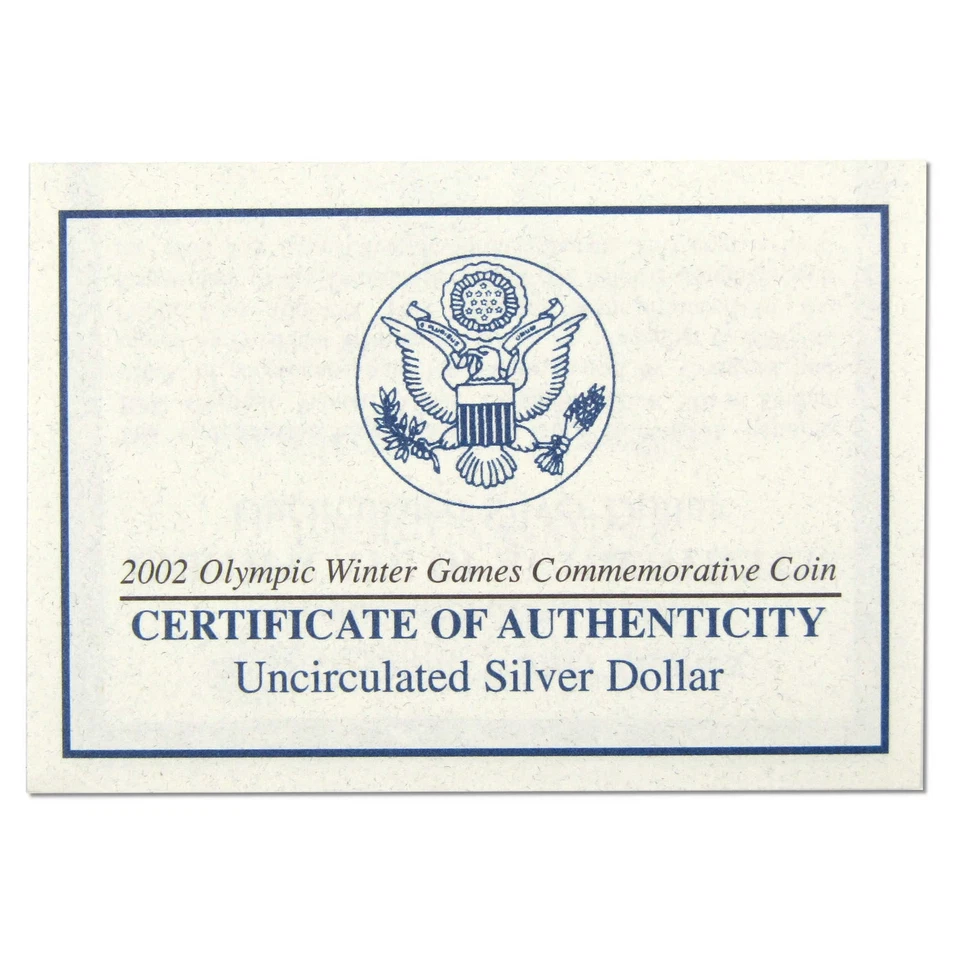 Salt Lake City Olympic Games Commemorative 2002 P BU Silver $1 OGP COA - Image 4 of 4