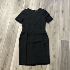 Vintage Sara Campbell Linen Blend Dress Lined Black Size 12 Made In USA