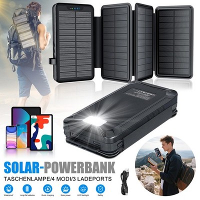 TOP Solar Powerbank Outdoor - 26800mAh - Ladegerät Batterie LED 3 USB Akku