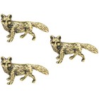 3 Pieces Brass Fox-shape Figurine Animal Ornament Exquisite Statue Decor