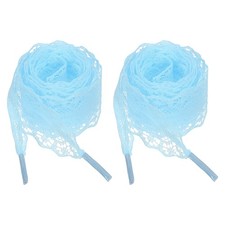 2Pairs Flat Laces Shoelaces, 2.2CM Wide 140CM Length Lacy Shoe Laces, Blue