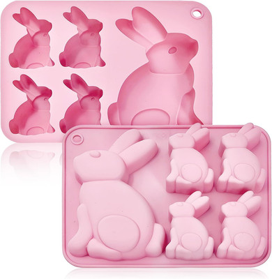 6  Bunny Chocolate Candy Molds, 2 Pack Easter Silicone Molds Small Bunny Baking 