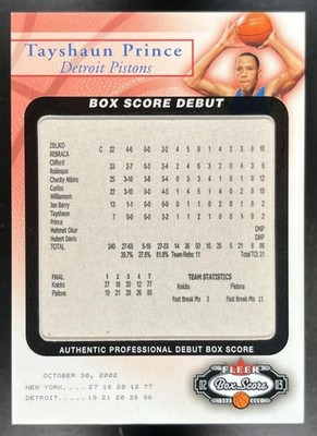 Tayshaun Prince /2002 2002-03 Score Basketball Box Debuts #13 BSD RC